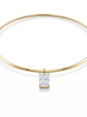 Square Pendant 14K (18K Custom) Yellow Gold Choker Necklace